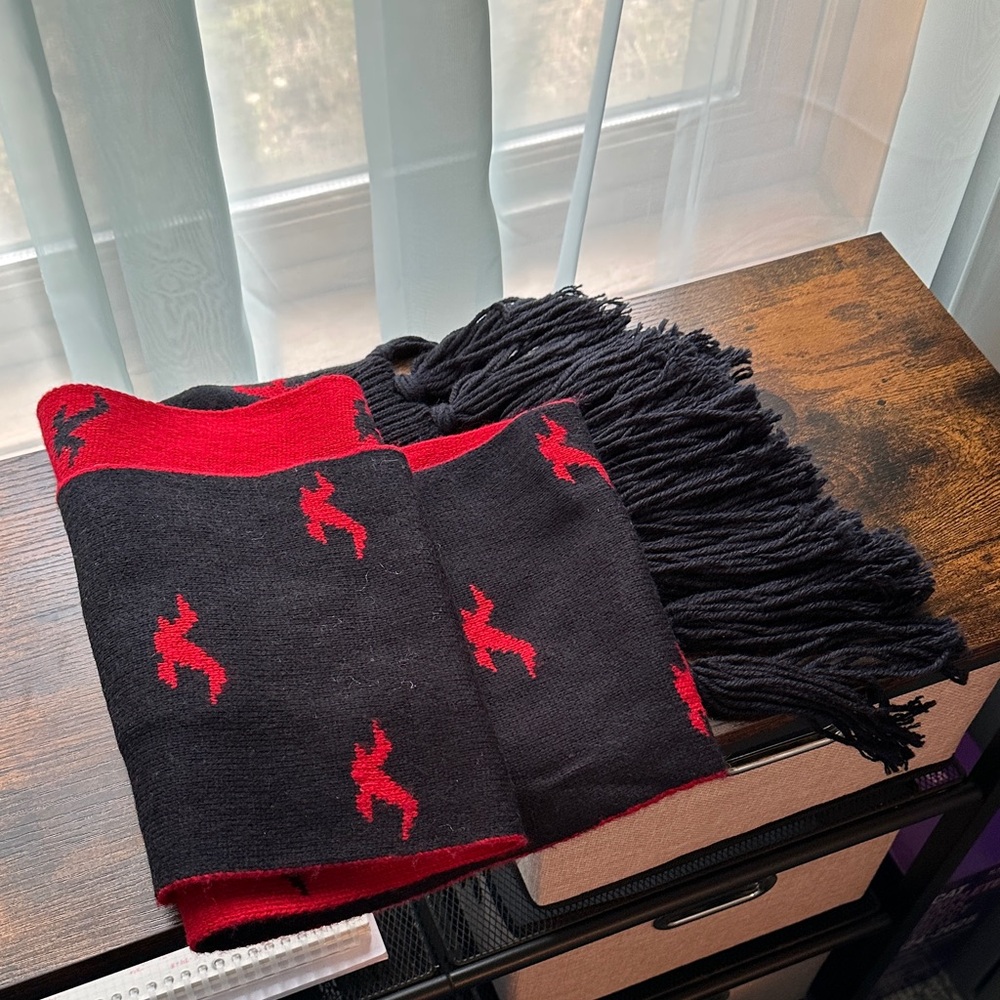 American Eagle Outfitters Black and Red Scarf